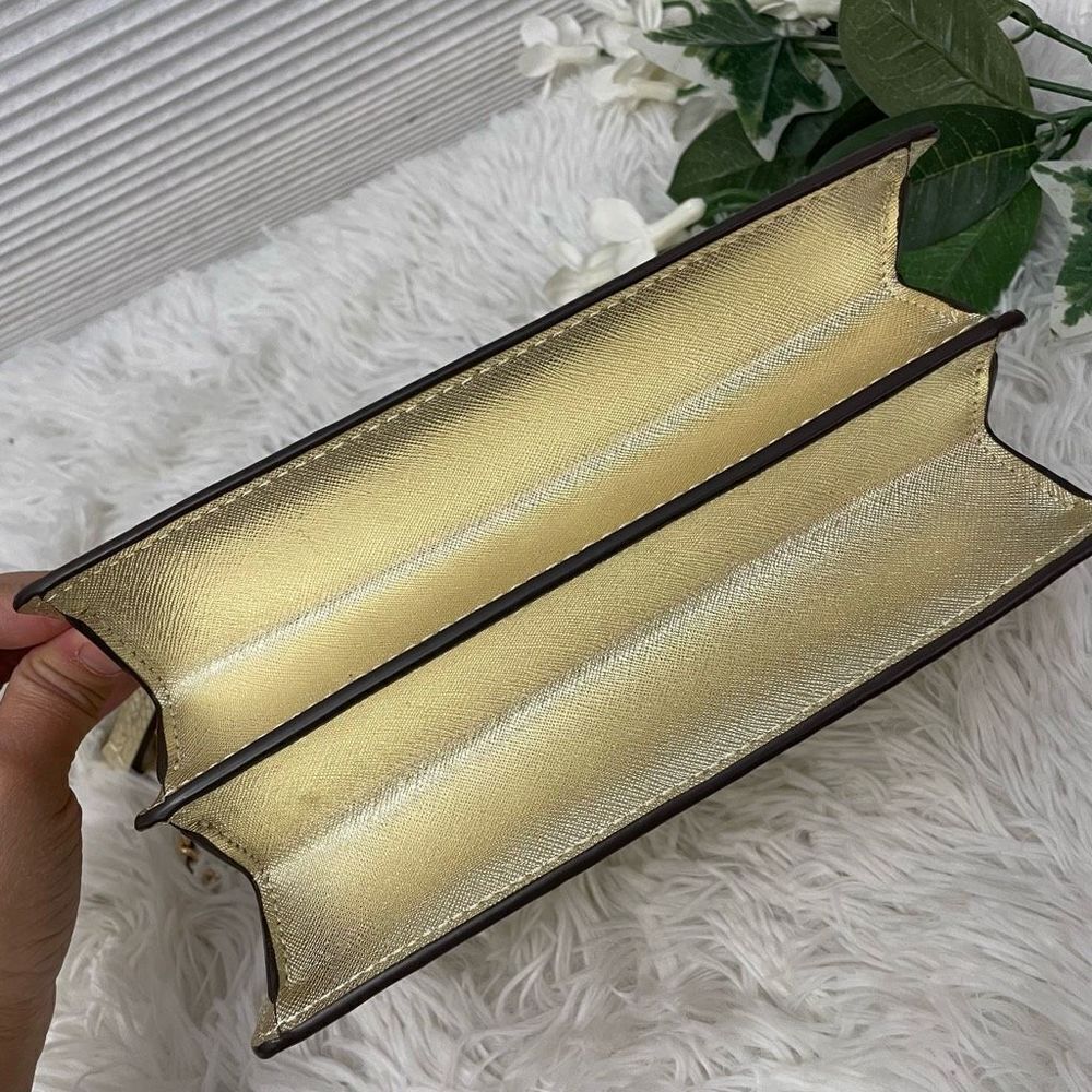 Tory Burch Gold Leather Python Embossed Shoulder … - image 6